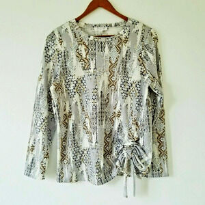 Jillian N multicolor long sleeve Pullover Top corrugated with a tie - Size M